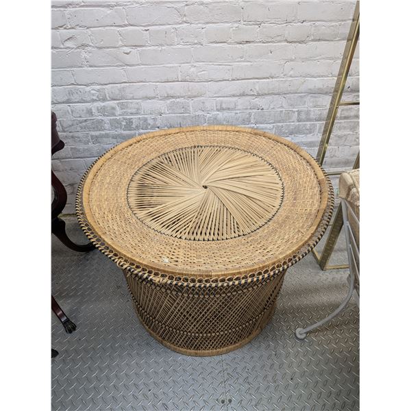 Boho Rattan Wicker Drum Table