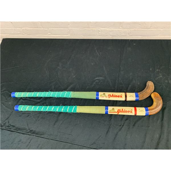 Pair of Wooden Sphinex Field Hockey Sticks