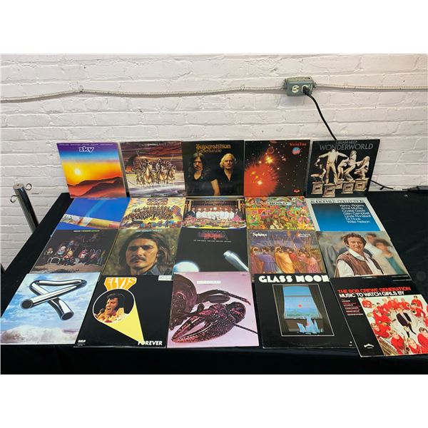 Lot of 20 Vinyl Records LPs Easy Listening, Bob Crewe, Uriah Heep, Elvis, Glass Moon, Oscar, Sky