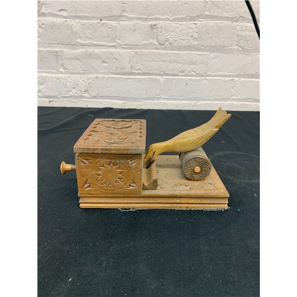 Vintage Carved Wooden Cigarette Holder / Dispenser Bird Grabber