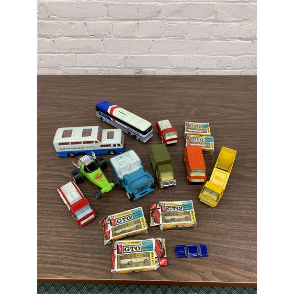 Lot of Vintage Die Cast / Tonka Toy Cars, Trucks, Busses, GTO AMT Cars w Boxes