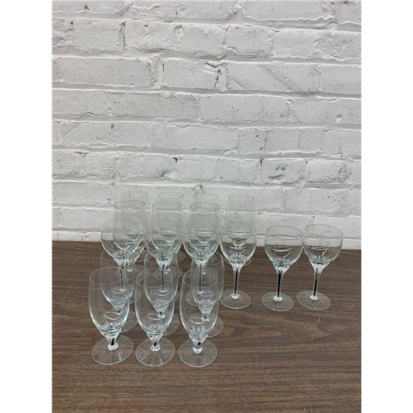 19pcs Crystal Belfor Black Stem Glassware Art Glass Wine, Dessert Wine & Cocktail Glasses