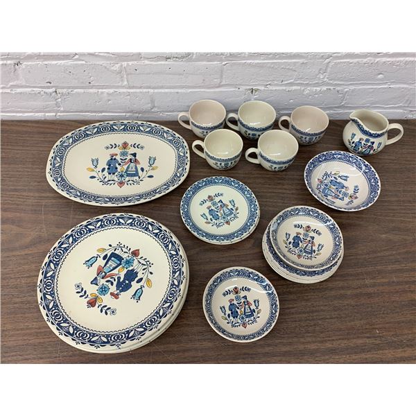 24pcs Staffordshire Old Granite Hearts & Flowers Serving Items