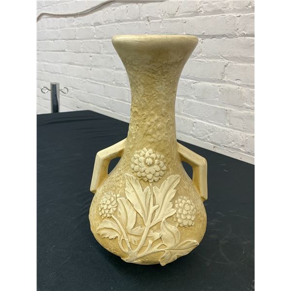 Pottery Vase, Floral Unmarked 14"