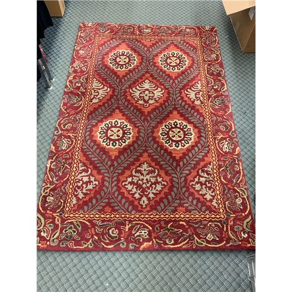 4.9" x 7.6" Priscilla Area Rug Red, Floral 100% Wool