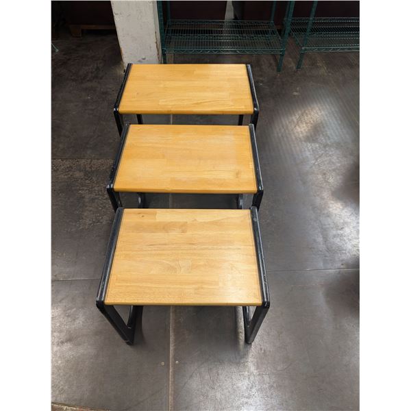 Black and Blonde Wooden Nesting Tables Modern