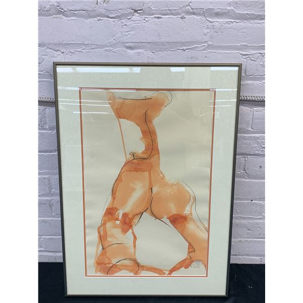 1976 Ink and Watercolour Original Framed Artwork 18" x 26" Artist Signed Abstract