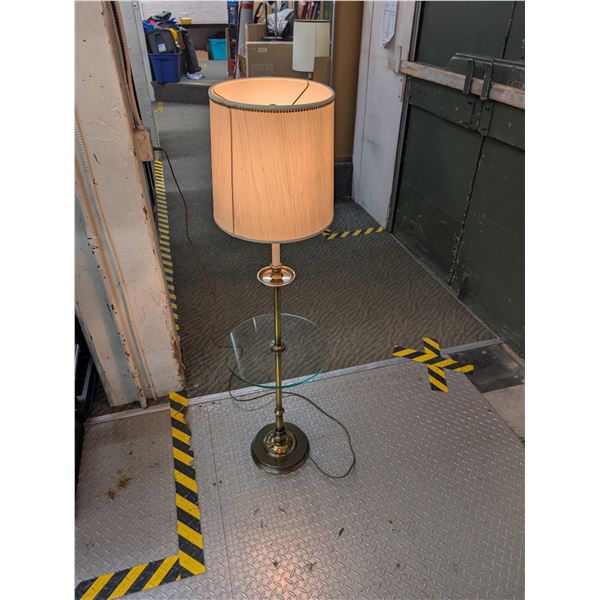 Vintage Stiffel Copper Tone Floor Lamp w/ Glass Table