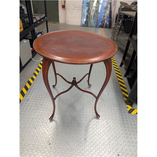Antique Vintage Art Nouveau Style Round Top Wooden Side Table