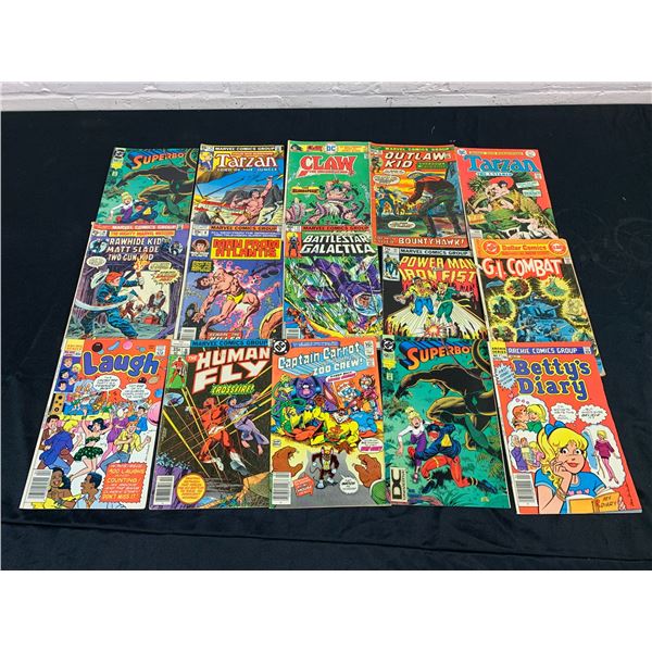 Lot of 15 Vintage Comics Tarzan, Human Fly, Etc