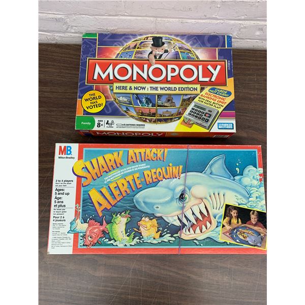 Lot of 2 Board Games Shark Attack & Monopoly