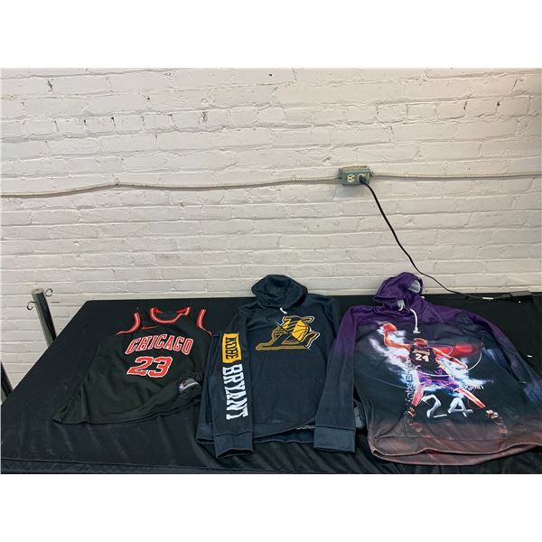 Lot of 3 Basketball NBA Jersey and Sweaters Lakers Kobe Bryant XXL and Jordan S