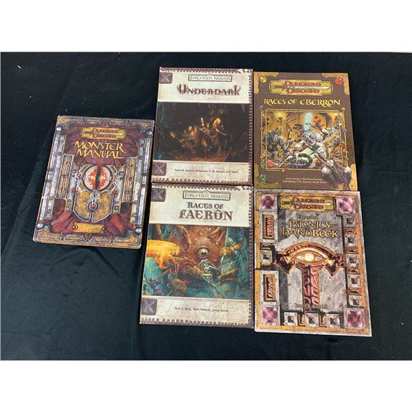Lot of 5 Dungeons and Dragons / Forgotten Realms Hardcover Resource Books Monster Manual, Handbooks