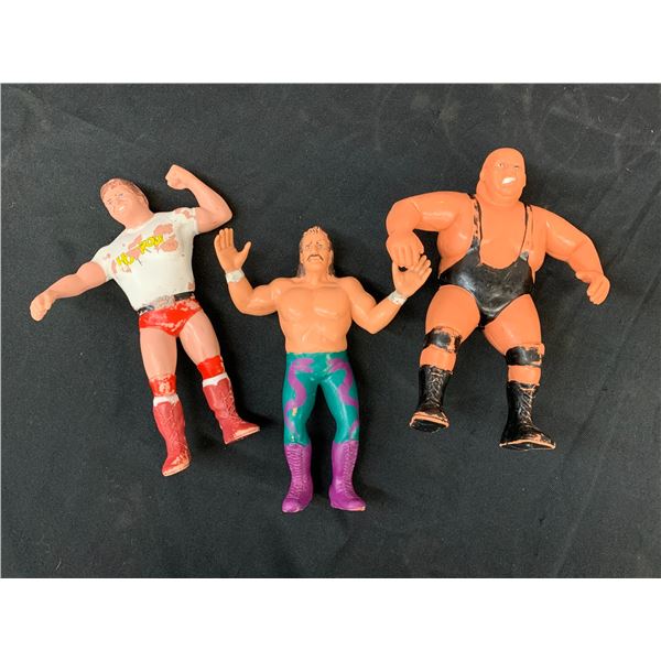 Lot of 3 Vintage LJN Rubber Wrestler Figures 1980s