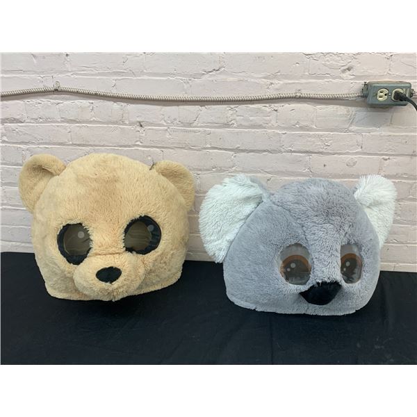 Pair of Fur Animal Head Costumes Koala and Bear