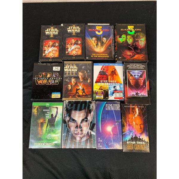 Lot of 12 Star Wars DVDs & VHS Movies