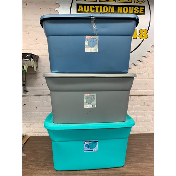 Lot of 3 Sterilite 30 Gal Storage Totes / Bins