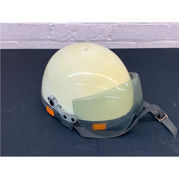 Vintage White Motorcycle Helmet with Visor