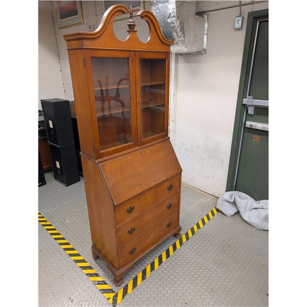 Vintage Wooden Drop Front Secretary Bureau Desk Maple