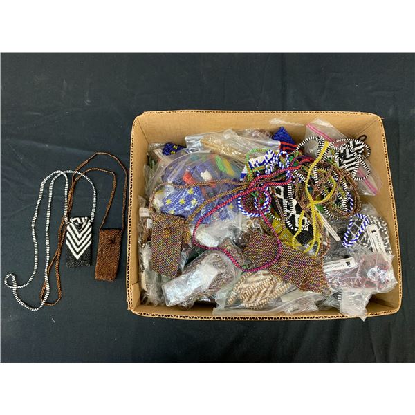 Box of African Medicine / Talisman Hand Beaded Neck Pouches Bags Necklaces Rwanda