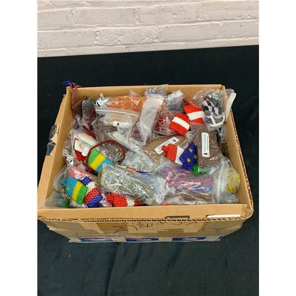 Box of African Medicine / Talismans Hand Beaded Neck Pouches Bags Necklaces Rwanda
