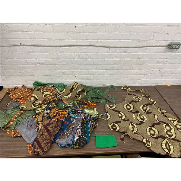Lot of Textile African Handmade Aprons and Bottle Bags