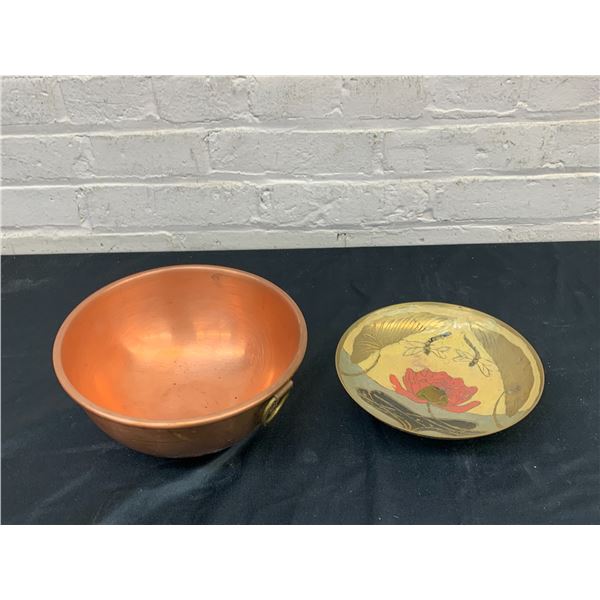 Copper Weighted Bottom Bowl & Made in India Brass Painted Bowl
