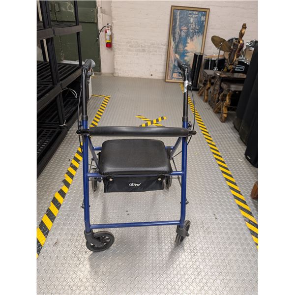 Drive Medical Blue Folding Rollator Walker