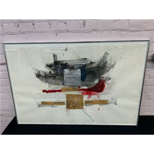 Framed Original Mixed Media Painting, 42" x 28"