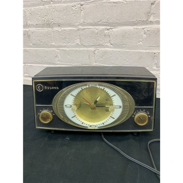 Vintage Bulova Black and Gold Clock Radio
