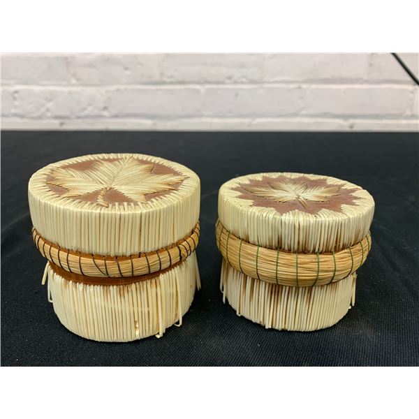 Lot of 2 Porcupine Quill Boxes