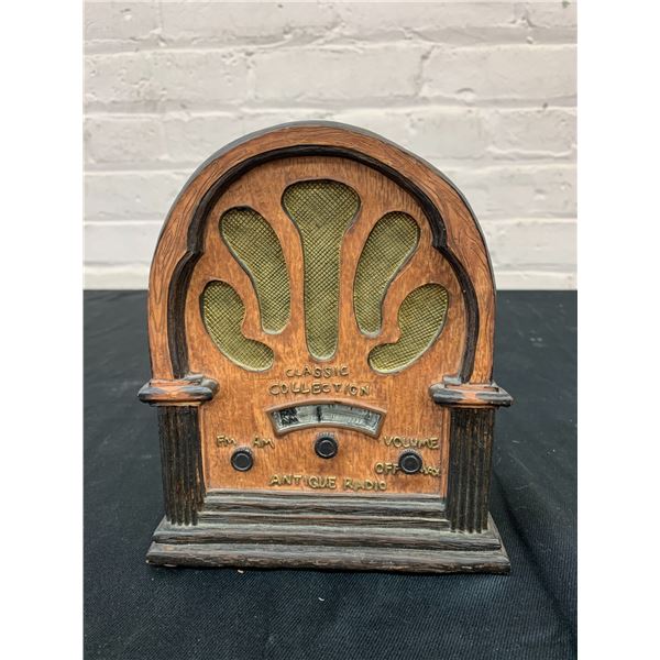 Collectible Resin Polystone 7" Antique Radio Coin Bank