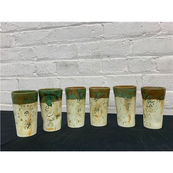 Lot of 6 The Green People Canada Studio Pottery Cups