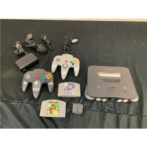 N64 Console Bundle Deck, 2 Controllers, 2 Games, Power and Video, Extra Jumper Pak