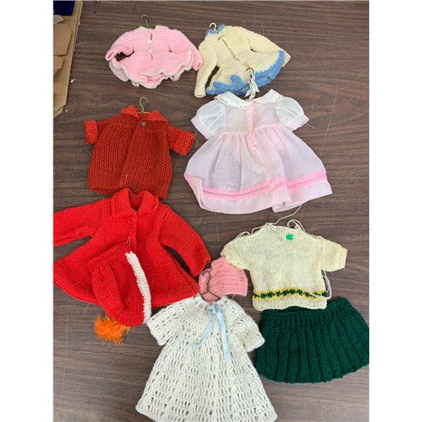 Lot of Vintage Hand Knit Doll Clothing