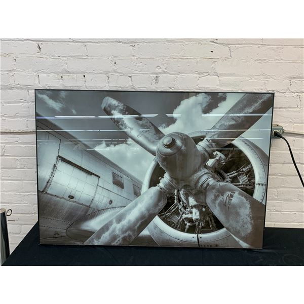 LARGE Framed Black and White Photograph of Airplane 45" x 30"
