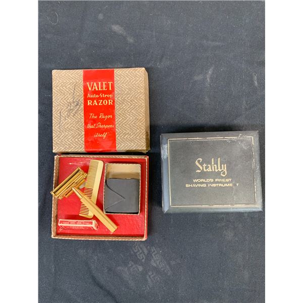 Vintage Stahly Wind-Up Mechanical Vibration Razor and Valet Shaving Razor Box Kits