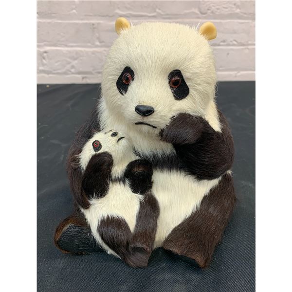 Real Fur Panda Figurine 7" with Animal Hide Base