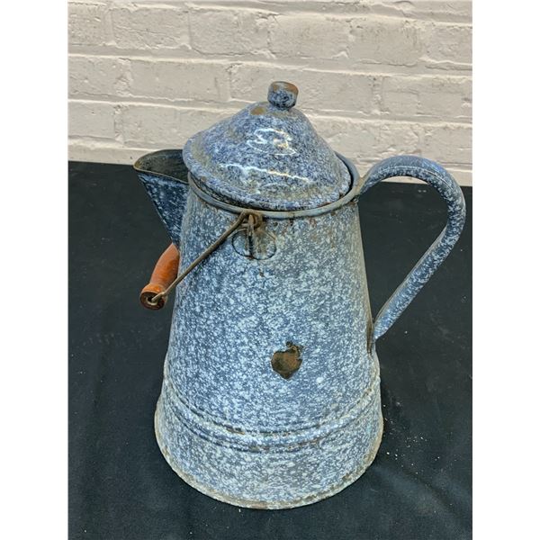 Vintage Porcelain Enamel Speckled Kettle