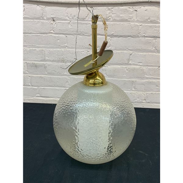 Vintage MCM Glass Orb Double-Layer Ceiling Fixture, Gold Tone Mounting