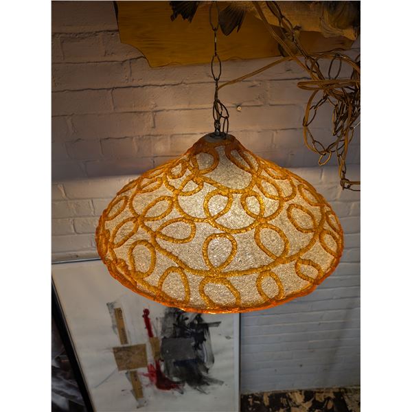 Vintage Mid Century Spaghetti Spun Plastic Pendant Swag Lamp