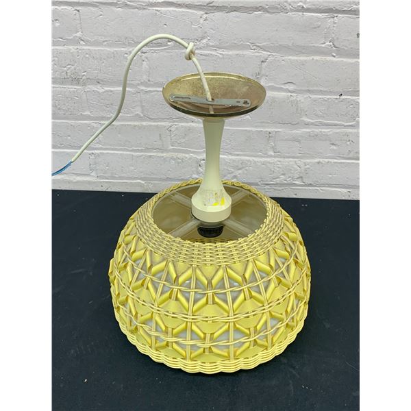 Vintage Mid Century Plastic Woven Ceiling Fixture, Yellow