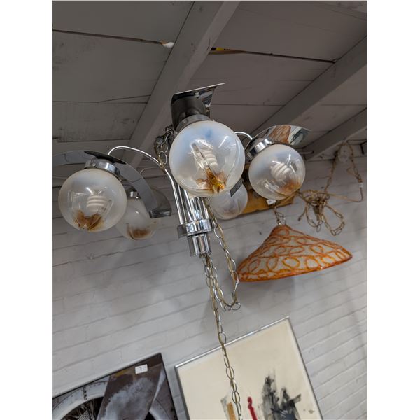 Vintage Chrome Mazzega 5 Bulb Chandelier Fixture