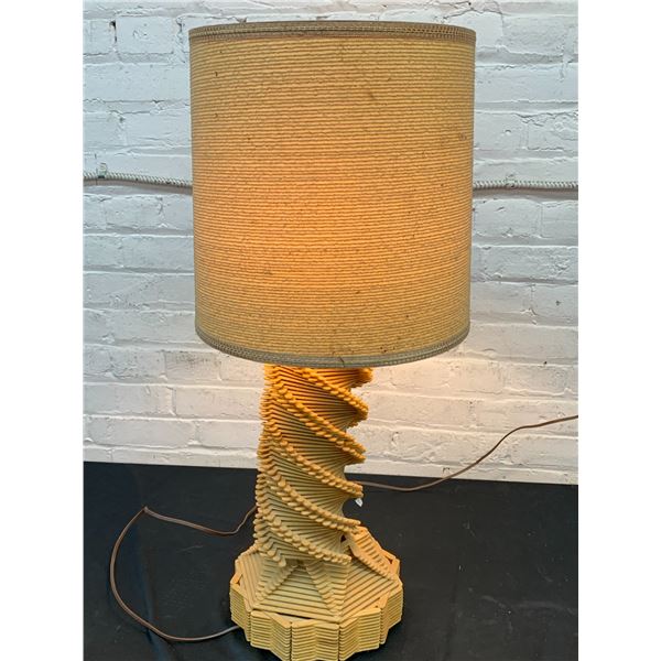 Arts & Crafts Popsicle Stick Table Lamp w Shade *works*