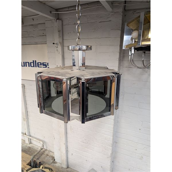 Frederick Ramond 1970s Space Age Chrome Hexagonal Fixture Chandelier
