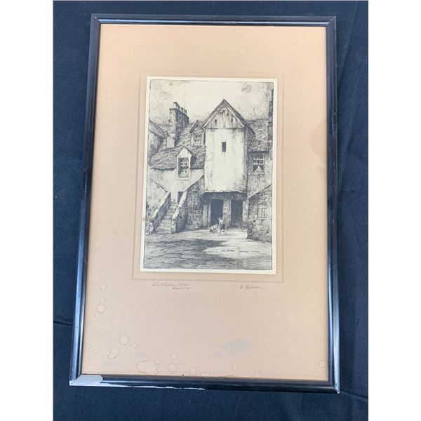 Vintage Etching Print Town Scene, Edinboro