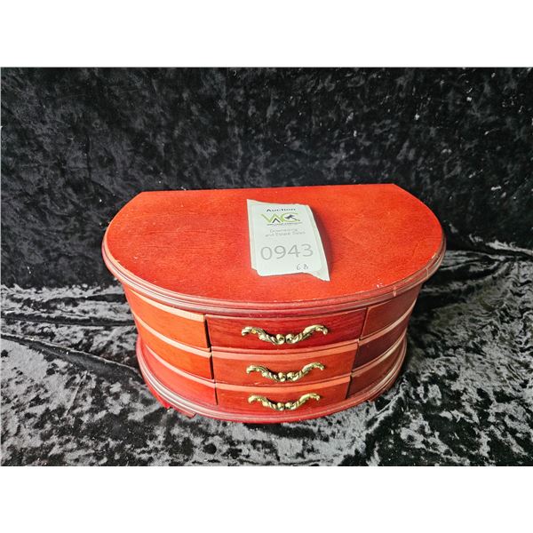 Costume Jewelry in Wood Jewelry Box A