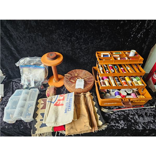 Vintage Sewing Basket & Notions. A