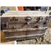 Image 1 : Wooden Antique Chest with Contents Inside