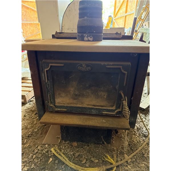 Ostrum Wood Stove with Glass Door and Chimney Pipe